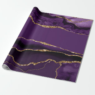 Paarse Agate Faux Gold Glitter Cadeaupapier