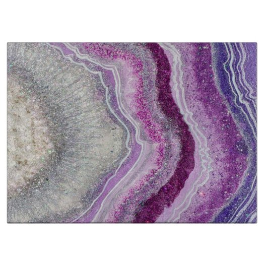 Paarse Agate Geode Crystal Marble Modern Elegant Snijplank (Voorkant)