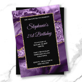 Paarse Agate Gold Glitter Glam 21st Birthday Kaart
