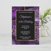 Paarse Agate Gold Glitter Glam 40e verjaardag Kaart (Staand voorkant)