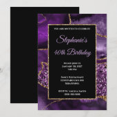 Paarse Agate Gold Glitter Glam 40e verjaardag Kaart (Voorkant / Achterkant)