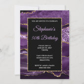 Paarse Agate Gold Glitter Glam 50e verjaardag Kaart (Voorkant)