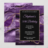 Paarse Agate Gold Glitter Glam 50e verjaardag Kaart (Voorkant / Achterkant)