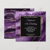 Paarse Agate Gold Glitter Glam 50e verjaardag Kaart (Voorkant / Achterkant)