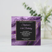 Paarse Agate Gold Glitter Glam 50e verjaardag Kaart (Staand voorkant)