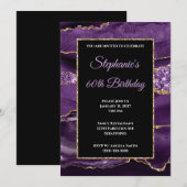 Paarse Agate Gold Glitter Glam 60th Birthday Kaart (Voorkant / Achterkant)