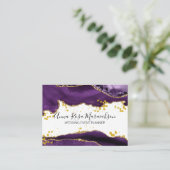 *~* Paarse Agate Gold Glitter Modern Elegant Visitekaartje (Staand voorkant)