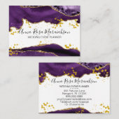 *~* Paarse Agate Gold Glitter Modern Elegant Visitekaartje (Voorkant / Achterkant)