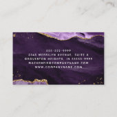 Paarse Agate Gold Glitter Script Monogram Visitekaartje (Achterkant)