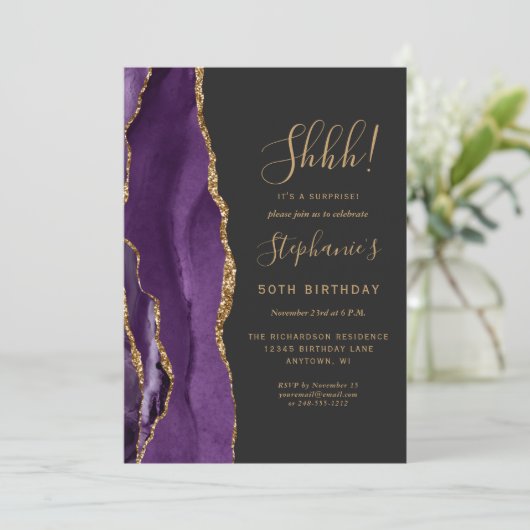 Paarse Agate Gold Surprise 50ste verjaardagsfeestj Kaart (Staand voorkant)