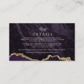 Paarse Agate & Gouden Huwelijks Script Detailkaart Informatiekaartje (Voorkant)