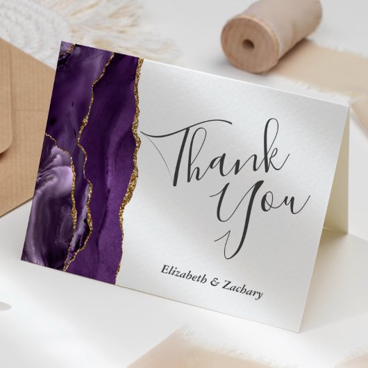 Paarse Agate Gouden Trouw Dank Je Kaart