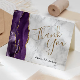 Paarse Agate Goudgrijze Marmeren Trouw Dankjewel Kaart
