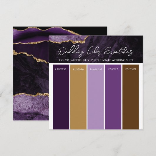 Paarse Agate Huwelijks Kleurenpalet Uitnodiging (Voorkant / Achterkant)