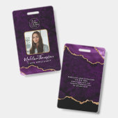Paarse Agate Marble Business Logo Bedrijf ID Badge (Voor- en achterkant)
