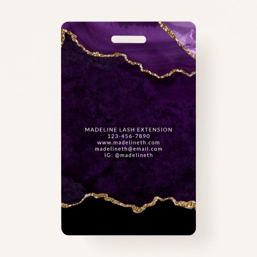 Paarse Agate Marble Business Logo Bedrijf ID Badge (Achterkant)