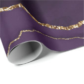 Paarse Agate Nep Goud Glitters Cadeaupapier (Rol Hoek)