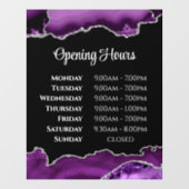 Paarse Agate Openingstijden Venster Cling Raamsticker (Vel)
