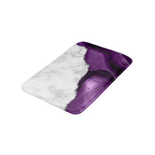 Paarse Agate Silver Glitter White Marble Badmat (Gekanteld)