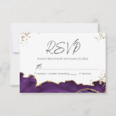 Paarse Agate Wedding RSVP Kaartje (Voorkant)