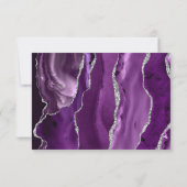 Paarse Agate Zilveren Script Trouw RSVP Kaart (Achterkant)