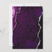 Paarse Agate Zilveren Script Trouw Save the Date Kaart (Achterkant)