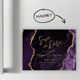 Paarse Agaten Huwelijkskaart 'Save the Date' Magnetische Uitnodiging