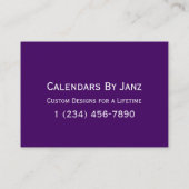 paarse agenda 2020 van Janz Visitekaartje (Achterkant)