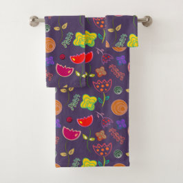 Paarse agenda florerende heldere kunst moderne bad handdoek