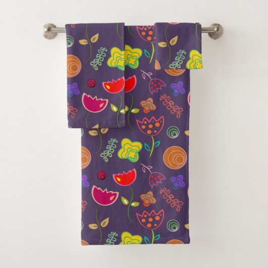 Paarse agenda florerende heldere kunst moderne bad handdoek (Insitu)