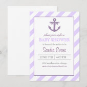 Paarse Ahoy Anchor Baby shower Uitnodiging (Voorkant / Achterkant)