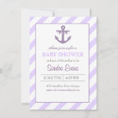 Paarse Ahoy Anchor Baby shower Uitnodiging (Voorkant)