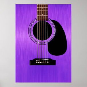 Paarse akoestische gitaar poster