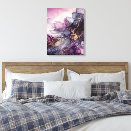 Paarse alcoholinkt canvas afdruk (Insitu (Slaapkamer))