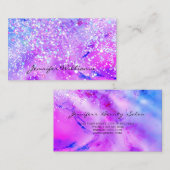 Paarse alcoholinkt Holografisch Glitter Elegant Visitekaartje (Voorkant / Achterkant)
