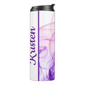 Paarse alcoholinkt met goudnaam thermosbeker (Gedraaid links)