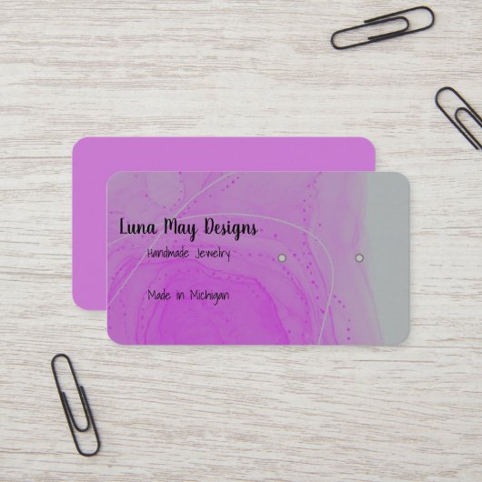 Paarse alcoholinkt Visitekaartje (Voorkant / Achterkant in situ)