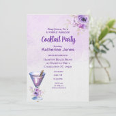 Paarse Alexander Birthday Cocktail Party Kaart (Staand voorkant)