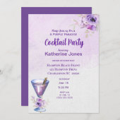 Paarse Alexander Birthday Cocktail Party Kaart (Voorkant / Achterkant)