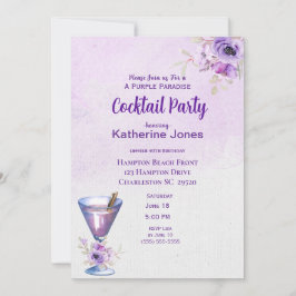 Paarse Alexander Birthday Cocktail Party Kaart