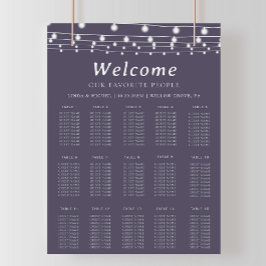 Paarse alfabetische bruiloft zitgrafiek poster