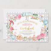 Paarse Alice in Wonderland 1ste verjaardag Mad Tea Kaart (Voorkant)