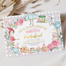 Paarse Alice in Wonderland 1ste verjaardag Mad Tea Kaart