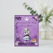 Paarse Alice in Wonderland Tea Party Baby shower Kaart (Staand voorkant)