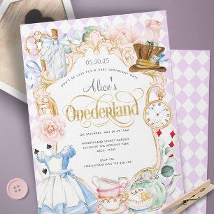 Paarse Alice wonderland theefeestje dolle broedste Kaart