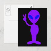 Paarse Alien Briefkaart (Voorkant / Achterkant)