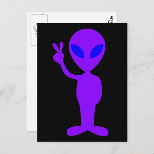 Paarse Alien Briefkaart (Voorkant / Achterkant)