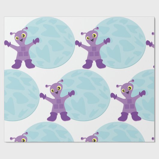 Paarse Alien Cadeaupapier (Vlak)