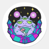 Paarse Alien Frog Sticker (Voorkant)
