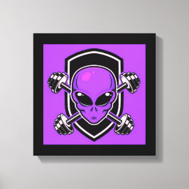 Paarse Alien Gymnastiek Opgespannen Canvasprint Canvas Afdruk